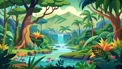 tropical rainforest safari jungle background