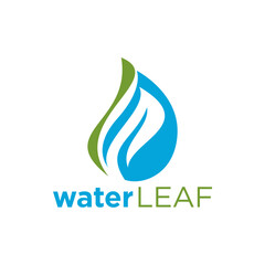 Water Drop Green Leaf Logo Template Vector