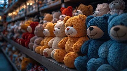 Plush teddy bears in a shop