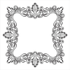 Ornate Engraved Frame with Flourishes and Fleur-de-Lis Accents