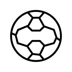 Soccer ball, a simple vector line art outline with thick black lines on a transparent background