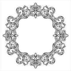 Ornate Engraved Frame with Flourishes and Fleur-de-Lis Accents