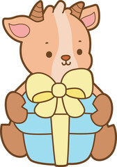 Cute goat animal icon stickers with variation activities.