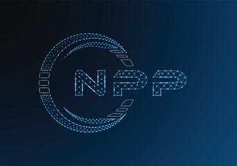 NPP low poly letter logo vector design. NPP lower poly logo design. Low poly logo.