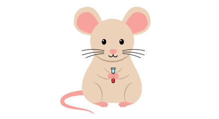 Cute cartoon mouse holding a test tube: adorable science character design