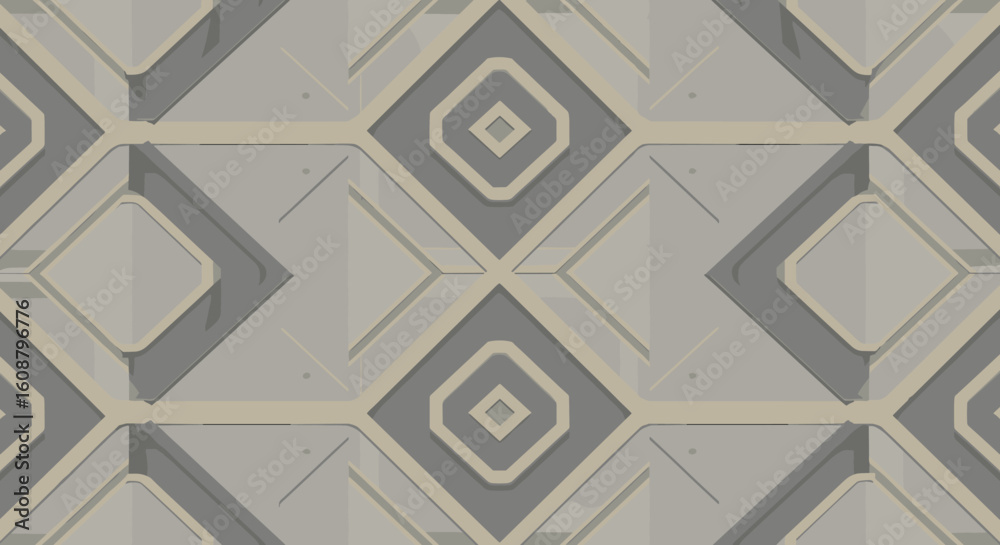Poster geometric pattern with intersecting 3d shapes in neutral tones