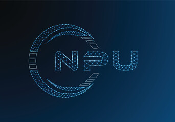 NPU low poly letter logo vector design. NPU lower poly logo design. Low poly logo.