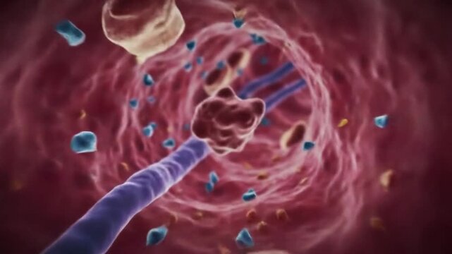 Thrombus forms in blood vessels, atherosclerotic plaques gather, vascular garbage gathers, blood vessel blockage, stroke, myocardial infarction, cardiovascular and cerebrovascular disease concept,3D.