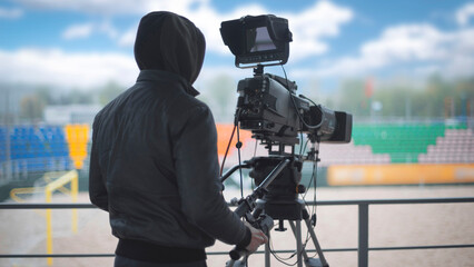 TV camera on the street shooting.