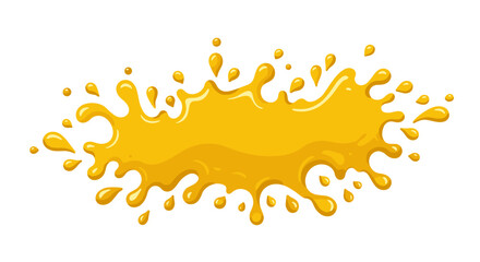 Fototapeta premium Bright yellow splash with dynamic liquid droplets on a white background