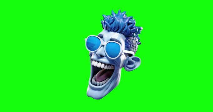 cool head face on green background 
