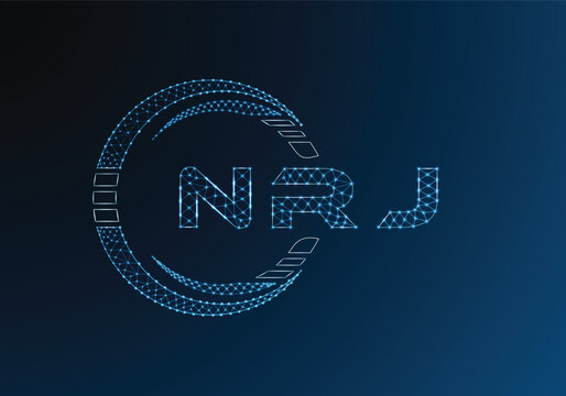 NRJ low poly letter logo vector design. NRJ lower poly logo design. Low poly logo.