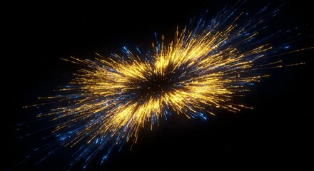 Obraz premium Abstract Gold and Blue Light Trails in Dark Space