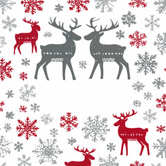 Vector diagram of deer and snowflake patterns