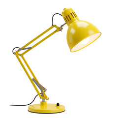Yellow desk lamp with adjustable arm and bright light