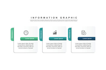 design template banner infographic. 3 step process information or presentation with icons
