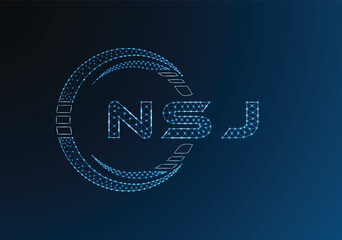 NSJ low poly letter logo vector design. NSJ lower poly logo design. Low poly logo.