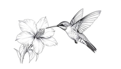 Obraz premium Hummingbird and flower illustration