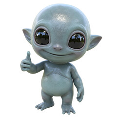 Gray alien with big eyes giving thumbs up gesture