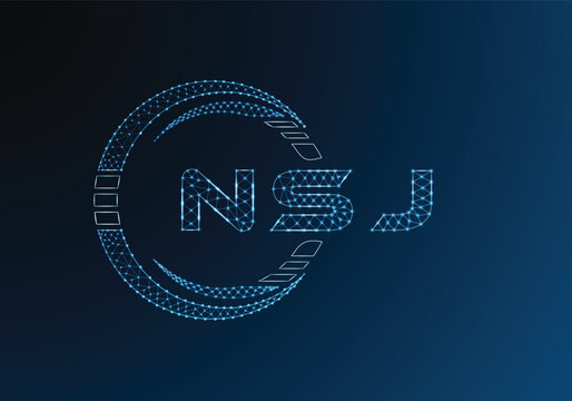 NSJ low poly letter logo vector design. NSJ lower poly logo design. Low poly logo.