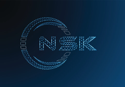 NSK low poly letter logo vector design. NSK lower poly logo design. Low poly logo.