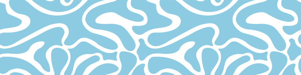 Seamless abstract blue camouflage pattern with organic fluid shapes. Modern military-style design for fabric, backgrounds, and digital art. Ideal for urban fashion or graphic projects.