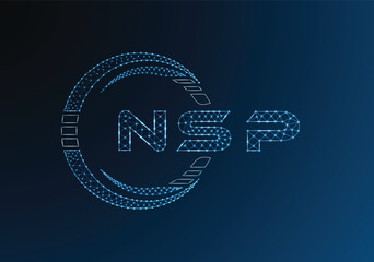 NSP low poly letter logo vector design. NSP lower poly logo design. Low poly logo.