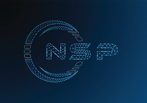 NSP low poly letter logo vector design. NSP lower poly logo design. Low poly logo.