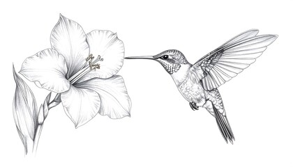 Obraz premium Hummingbird and hibiscus flower