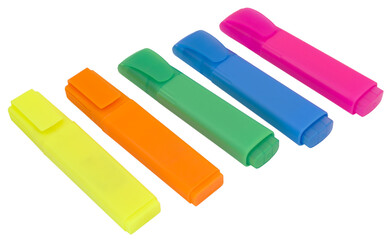 Markers on a white background