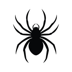 Simple black spider silhouette with long legs on a white background