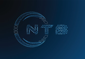 NTB low poly letter logo vector design. NTB lower poly logo design. Low poly logo.
