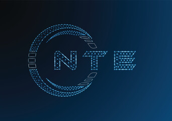 NTE low poly letter logo vector design. NTE lower poly logo design. Low poly logo.