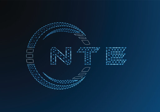 NTE low poly letter logo vector design. NTE lower poly logo design. Low poly logo.