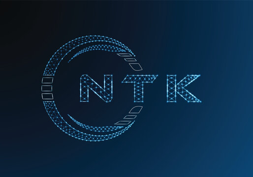 NTK low poly letter logo vector design. NTK lower poly logo design. Low poly logo.