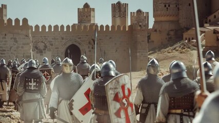the Crusades battle scene knights in chainmail 4K Videos 