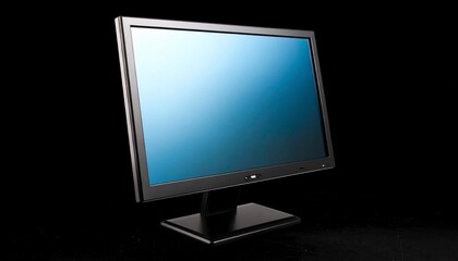 Fototapeta premium Modern Desktop Monitor with Blue Screen Display, Perfect for Digital Visuals and Work