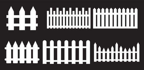 Set of black fence on white background.gate valve pipe Icons Collection – Multiple Vector Styles Icons