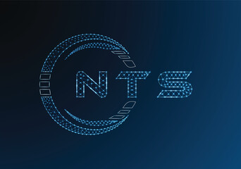 NTS low poly letter logo vector design. NTS lower poly logo design. Low poly logo.