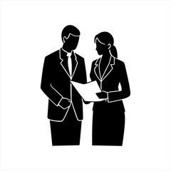 Business professionals discussing document discussion