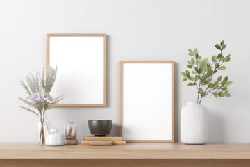 Empty canvas frame mockup, ideal for showcasing artwork or photography in gallery settings.