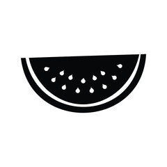 Stylized Black and White Watermelon Slice Depiction on a White Background