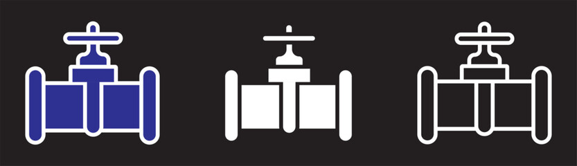 Set of black fence on white background.gate valve pipe Icons Collection – Multiple Vector Styles Icons