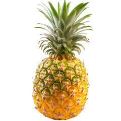 Ripe pineapple, vibrant yellow, green leaves (5)