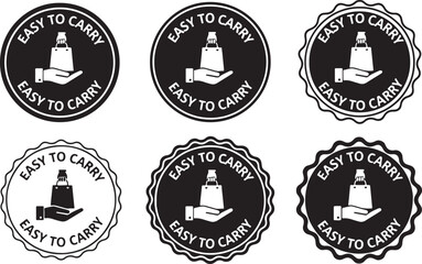 Fototapeta premium Hand holding shopping bag easy to carry emblem black, black, white, emblem, badge, seal, circle, scalloped edge, hand, holding, shopping bag, merchandise, retail, convenience, portability, carrying, t