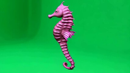 A pink seahorse on green screen animated chromakey background creative expression movement emotion scene composition cartoonish backgrounds gesture elements frame design colorful motion - Powered by Adobe