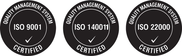 I S O certification emblems quality management system, iso certification, quality management system, iso 9001, iso 14001, iso 22000, certified, emblem, badge, seal, standard, regulation, compliance, b