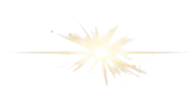 Abstract Golden Light Burst with Horizontal Beam on Black Background