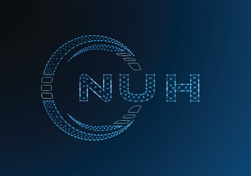 NUH low poly letter logo vector design. NUH lower poly logo design. Low poly logo.