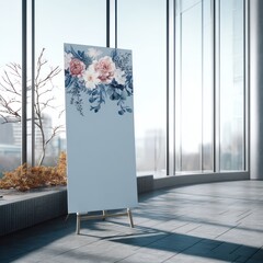 Event standee mockup for weddings and corporate events, showcasing clear brand display.
